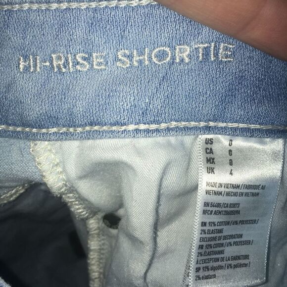 American Eagle hi-rise raw hem size 0 shortie Jean shorts - Picture 2 of 3